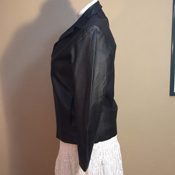 Vintage 1990's Genuine Black Leather zipper Jacket coat Oscar Piel Size L - Picture 4 of 14